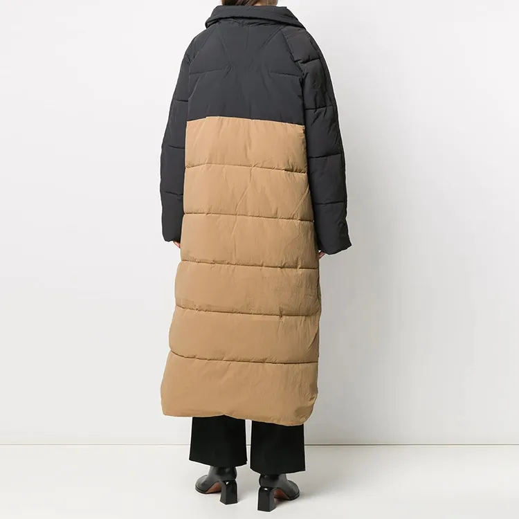 GANNI Colorblock Stand Collar Fitted Long Puffer Jacket Women's Multicolor-2