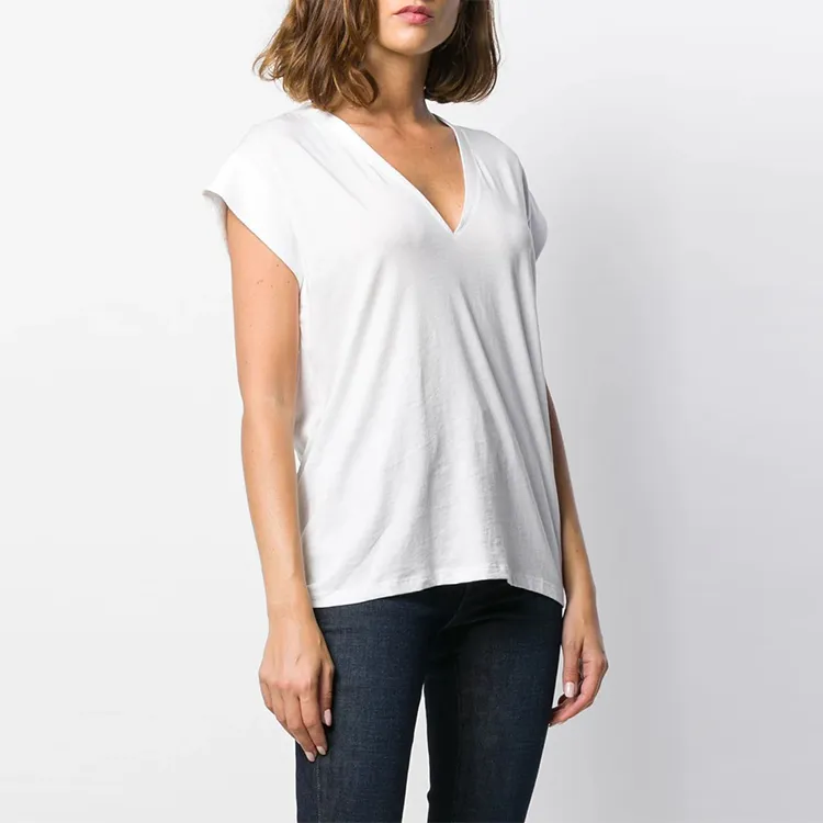 FRAME Le Mid Rise V Neck T Shirt-3