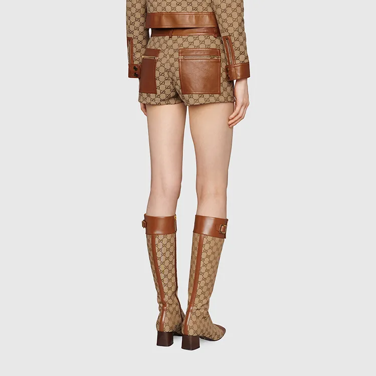 GUCCI GG canvas Leather trim Shorts-3