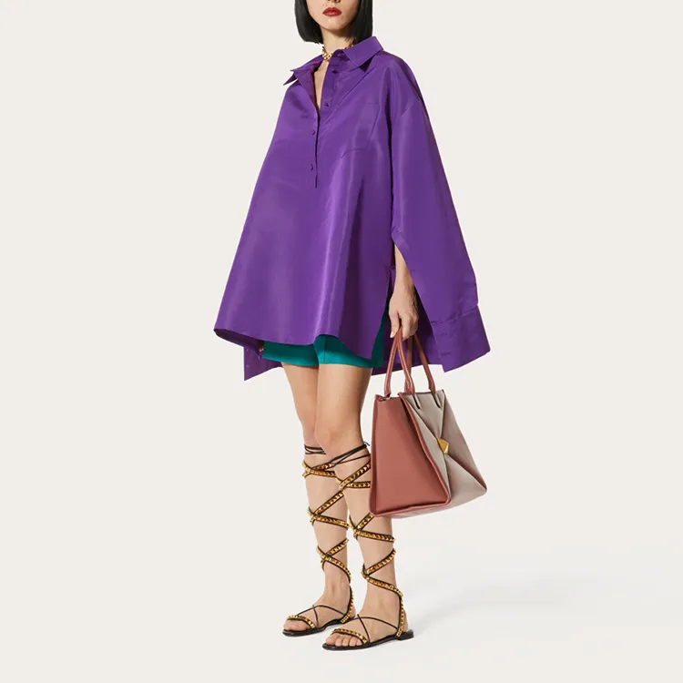 Valentino Faille Buttoned Long-Sleeved Shirt Dress-2