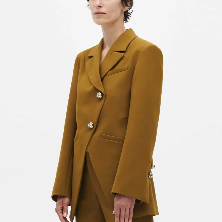 GANNI Business Suits Women's Brown Yellow-4