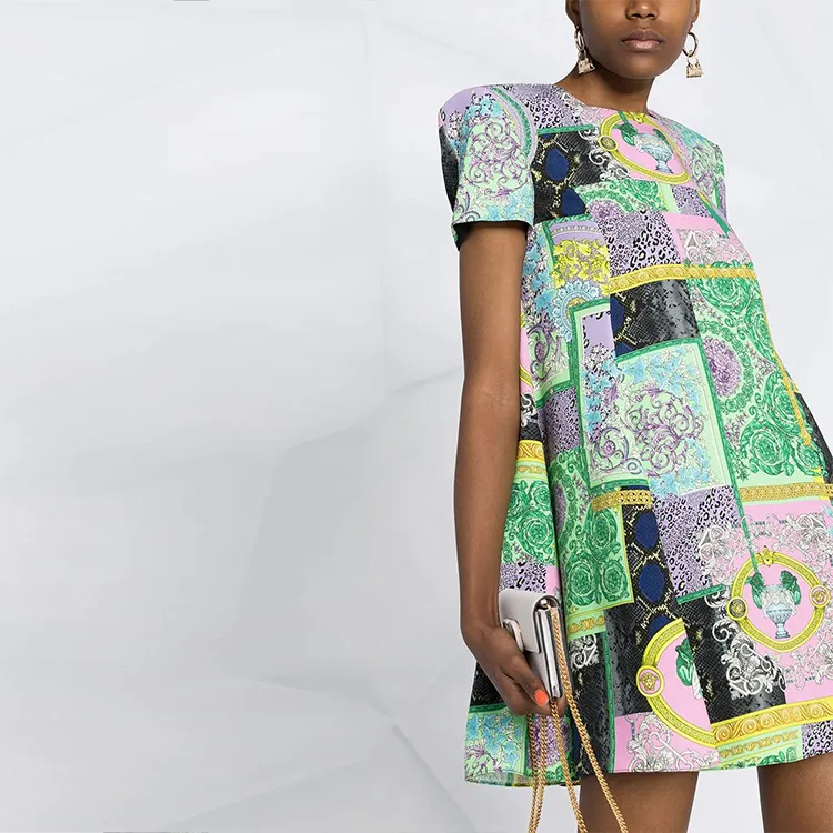 VERSACE Short-Sleeved Dresses Women's Green-3