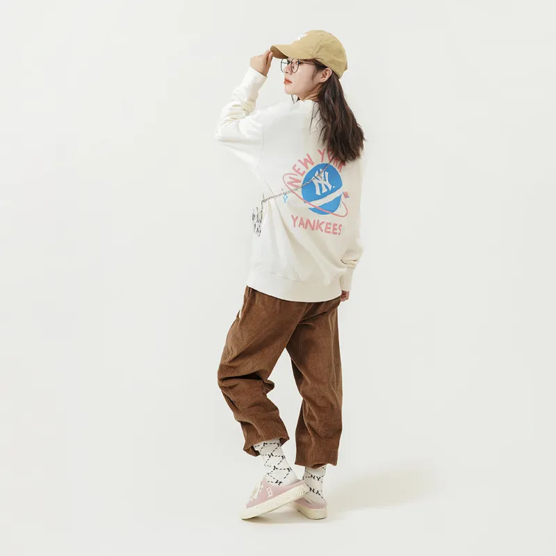 MLB New York Yankees Sweatshirts Unisex Cream White-4