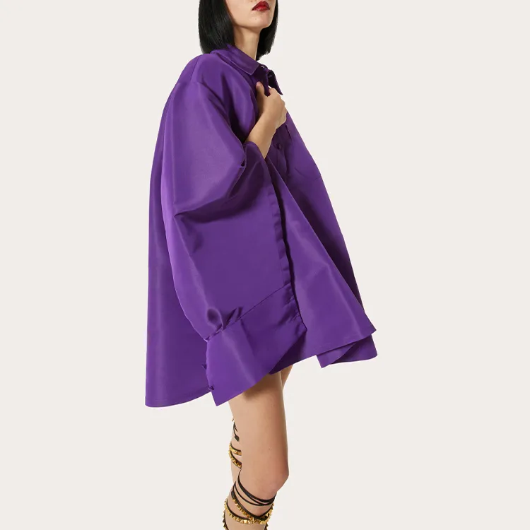 Valentino Faille Buttoned Long-Sleeved Shirt Dress-4