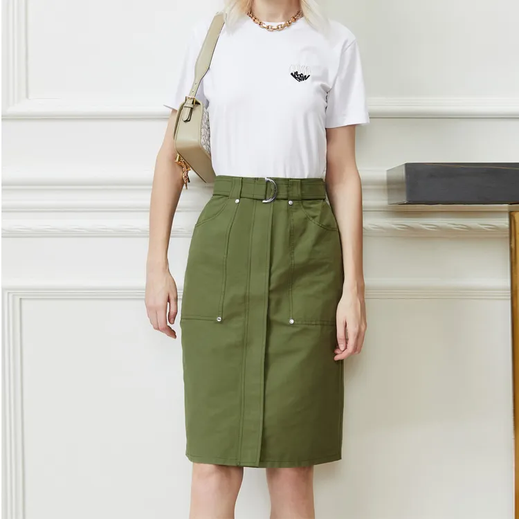 DKNY Casual Short Skirts Women's Olive Green-3