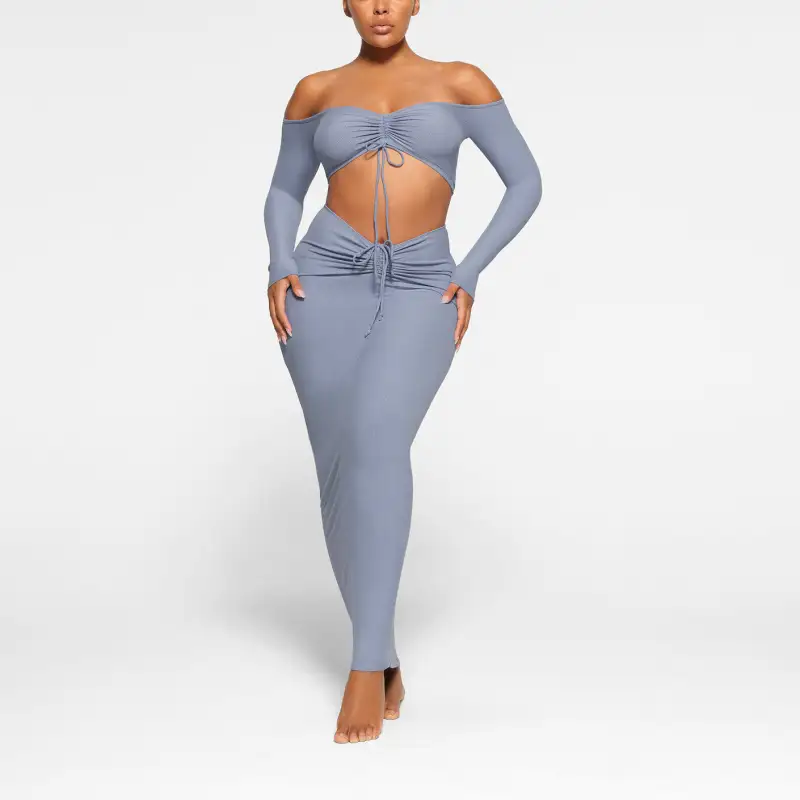 Skims Crop Tops Women's Blue Gray-1
