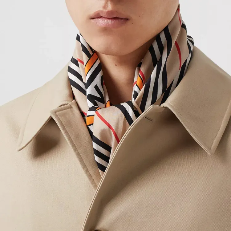 Burberry Silk Scarves Unisex Khaki-4