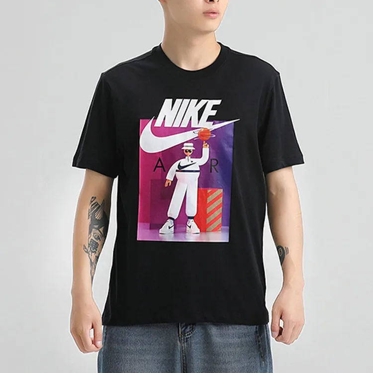 Nike Sportswear Men's Print Crewneck Sport T-Shirt Black-2