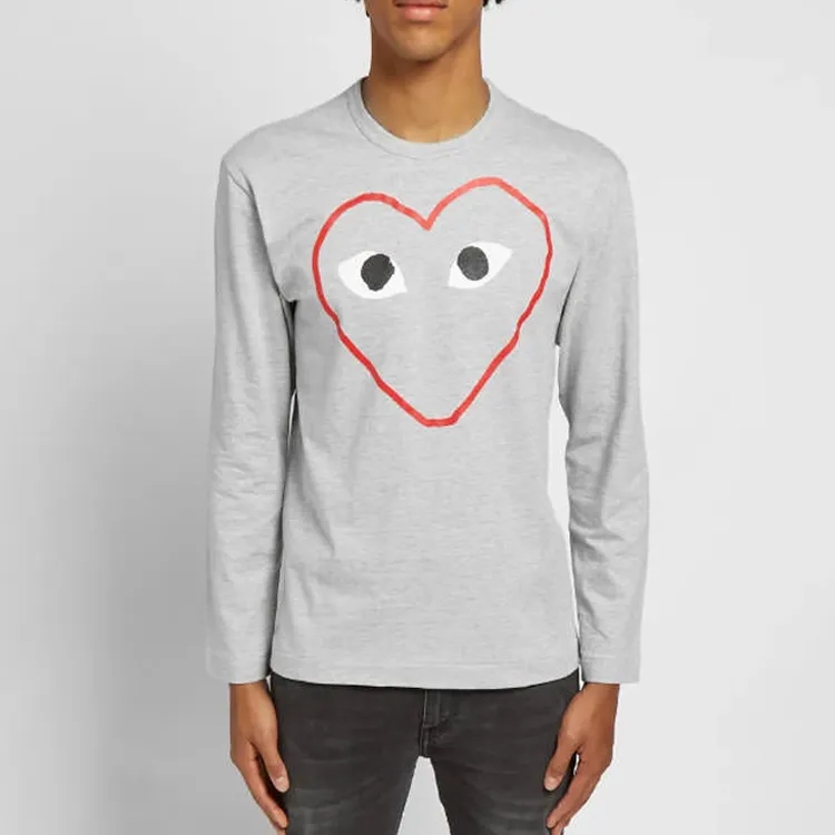 CDG Play T Shirts Men Gray-2