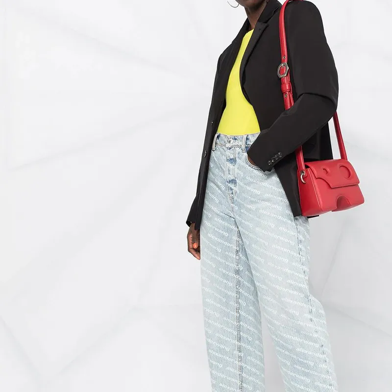 OFF-WHITE Burrow Genuine Leather Irregular-Shaped Bag Shoulder Bag Crossbody Bag Regular Unisex Red-6