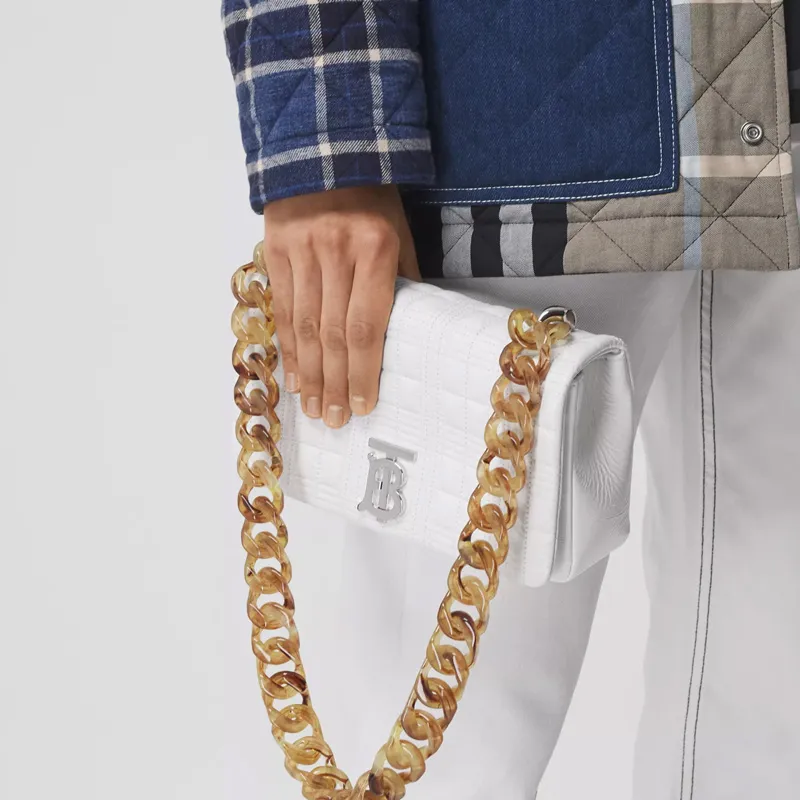 Burberry Small Lola Quilted Leather Shoulder Bag White-5