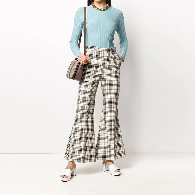 GUCCI Tweed Check Flared Trousers-1