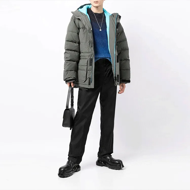 MSGM FW21 Solid Color Hooded Puffer Jacket Men's Gray-1