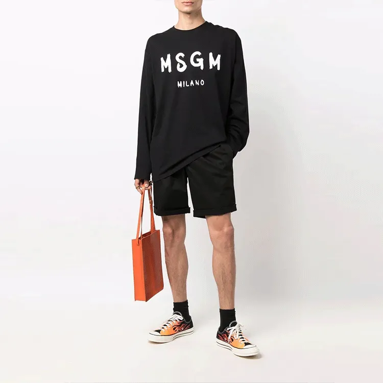 MSGM Logo Printed Long Sleeved T Shirt-1
