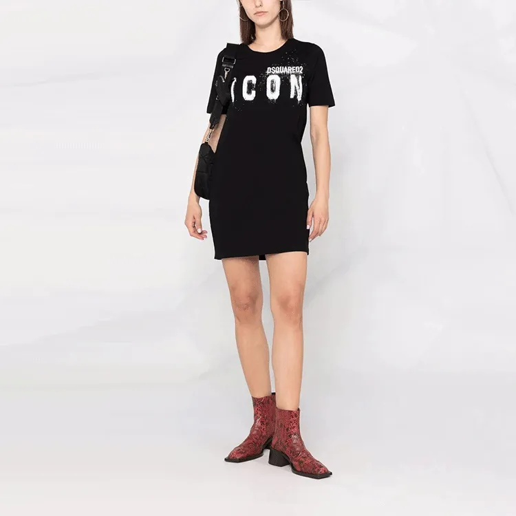 DSQUARED 2 Icon Spray Printed Mini T Shirt Dress-1