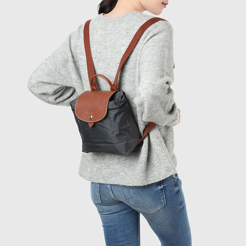 LONGCHAMP Le Pliage Nylon With Canvas Backpack Small Size Unisex Black-3
