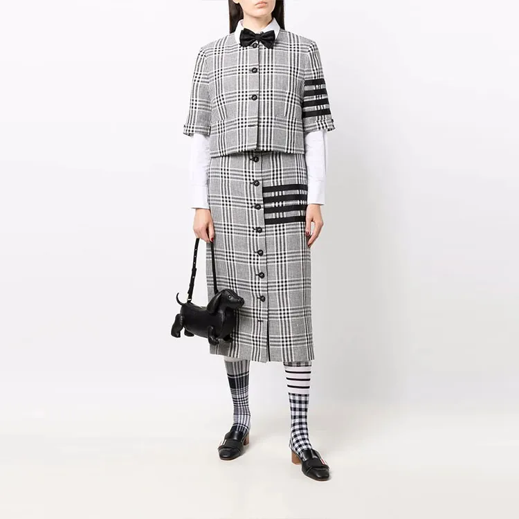 THOM BROWNE Jackets Women's Black White Plaid-1