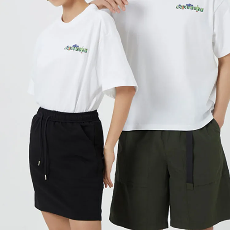 Converse Drop Shoulder Sleeve T Shirt Unisex White-2