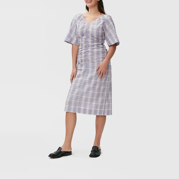 GANNI Short Sleeved Dresses Women's Purple-1