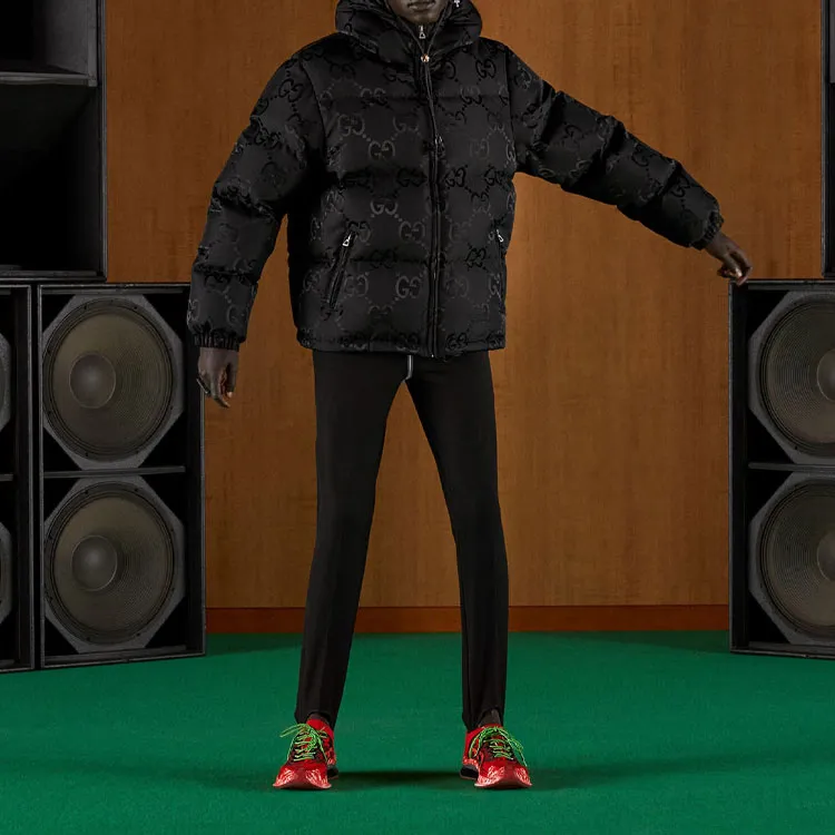 GUCCI Quilted Logo Jacquard Shell Hooded Down Jacket-3