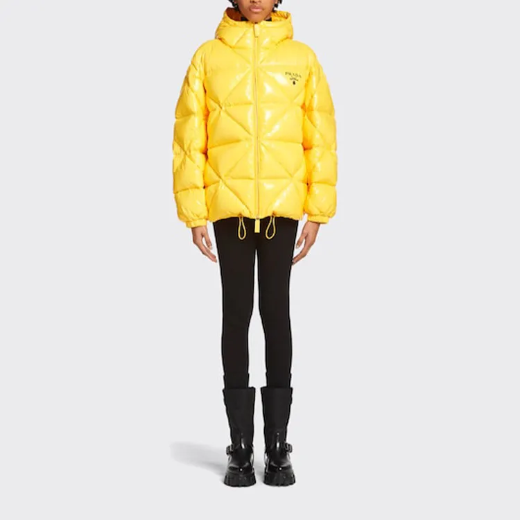 PRADA Logo Puffer Quilted Coat 'Yellow'-1
