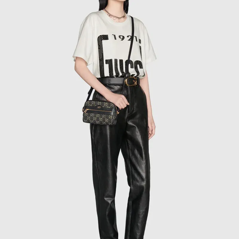 GUCCI Ophidia Denim Camera Bag, Crossbody Handbag, Shoulder Bag Women's Black-8