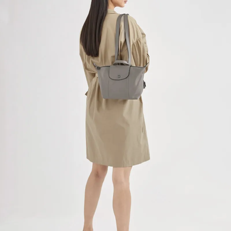 LONGCHAMP Le Pliage Cuir Leather Dumpling Bag Backpack Women's Gray-3