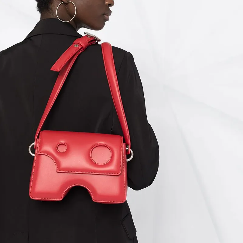 OFF-WHITE Burrow Genuine Leather Irregular-Shaped Bag Shoulder Bag Crossbody Bag Regular Unisex Red-5