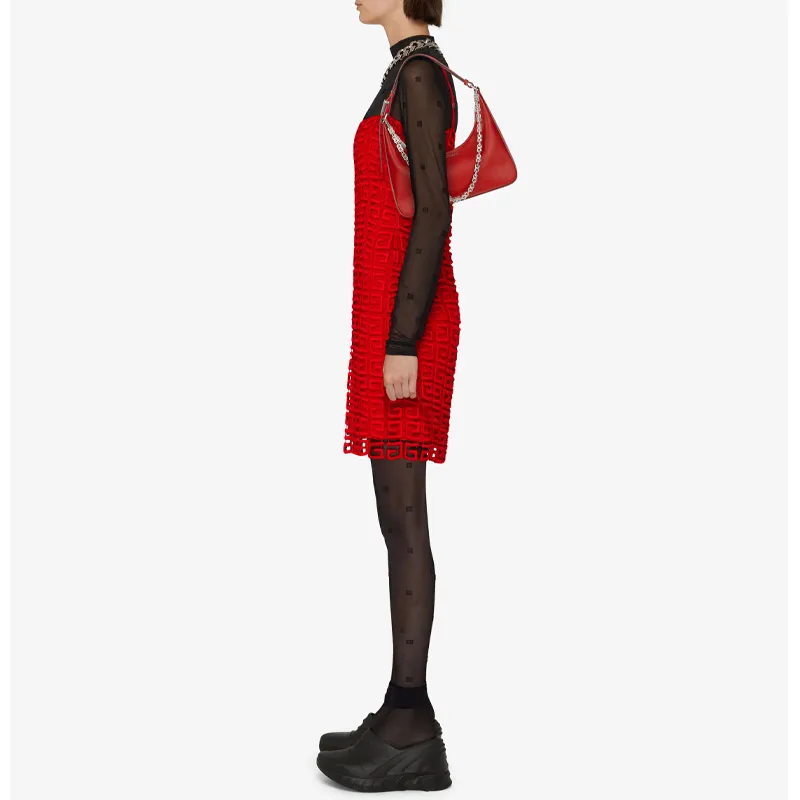 GIVENCHY Smooth Calf Leather Hobo Shoulder Bag Handbag Small Size Women's Red-5