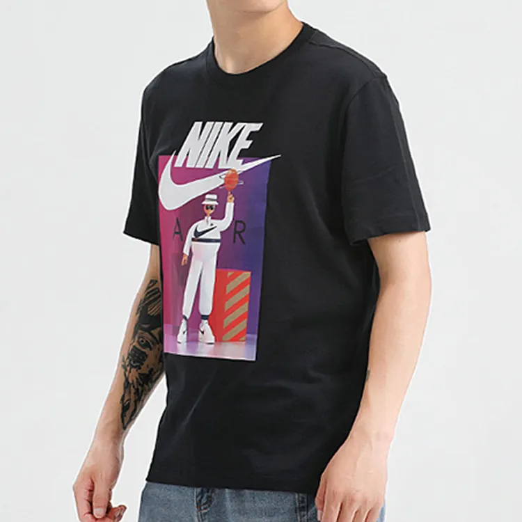 Nike Sportswear Men's Print Crewneck Sport T-Shirt Black-4