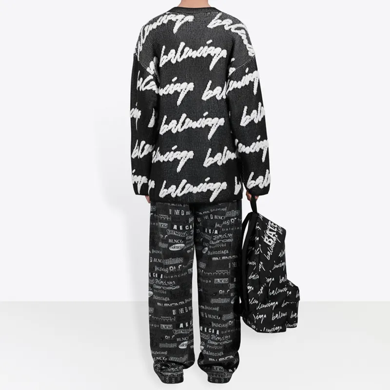 Balenciaga Crewneck 3D Scribble Knit Sweater-3