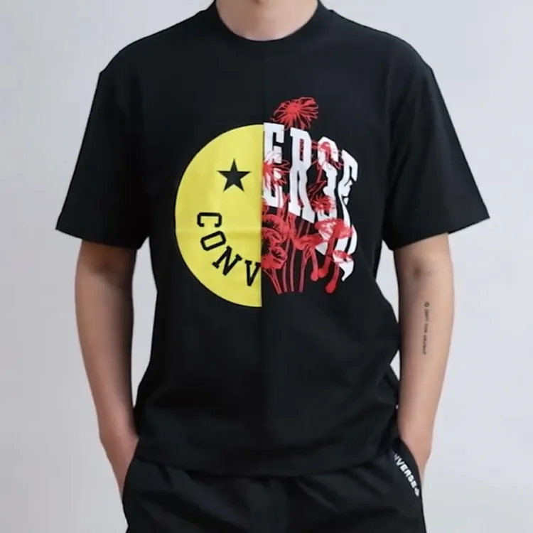 Converse Smile Split Graphic T Shirts Men Black-2