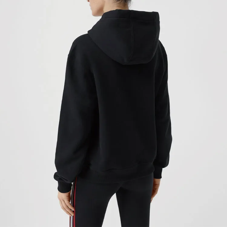 Burberry Monogram Motif Cotton Drawstring Hoodie Black-4