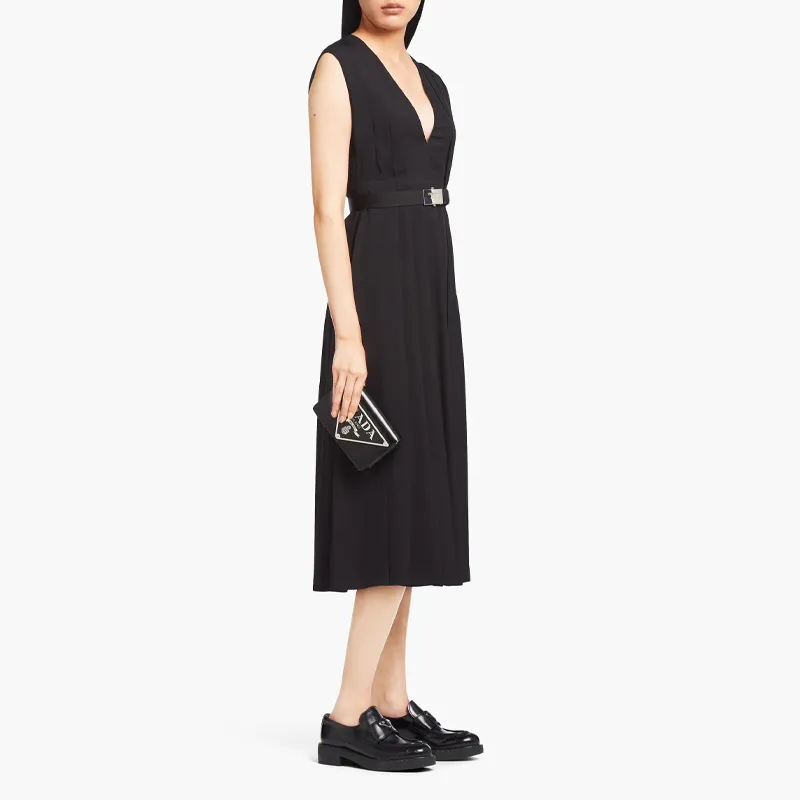 PRADA Leather Chain Bag Shoulder Bag Women's Black-4