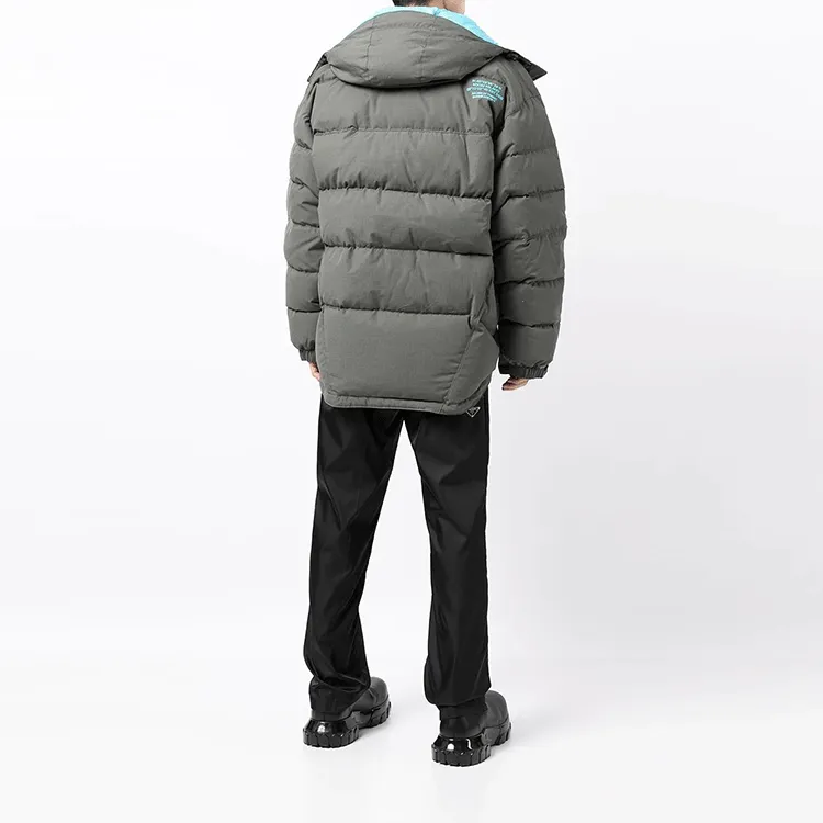 MSGM FW21 Solid Color Hooded Puffer Jacket Men's Gray-2
