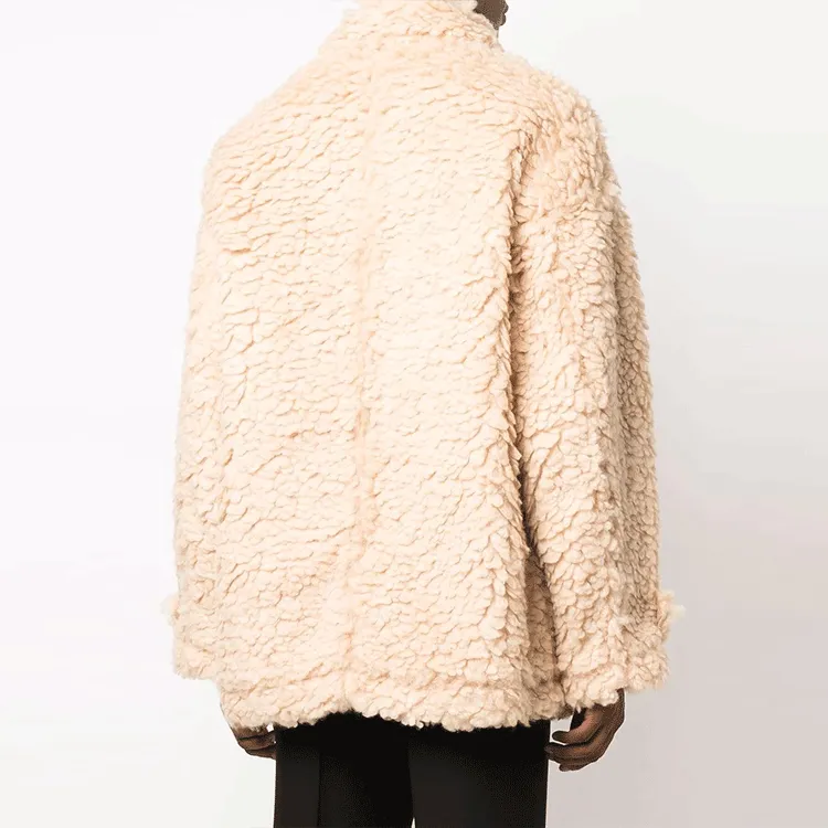 PALM ANGELS Faux shearling Single breasted Short Coat-3