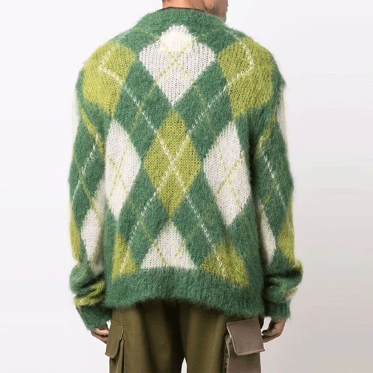 MARNI Mohair Argyle Cardigan-2
