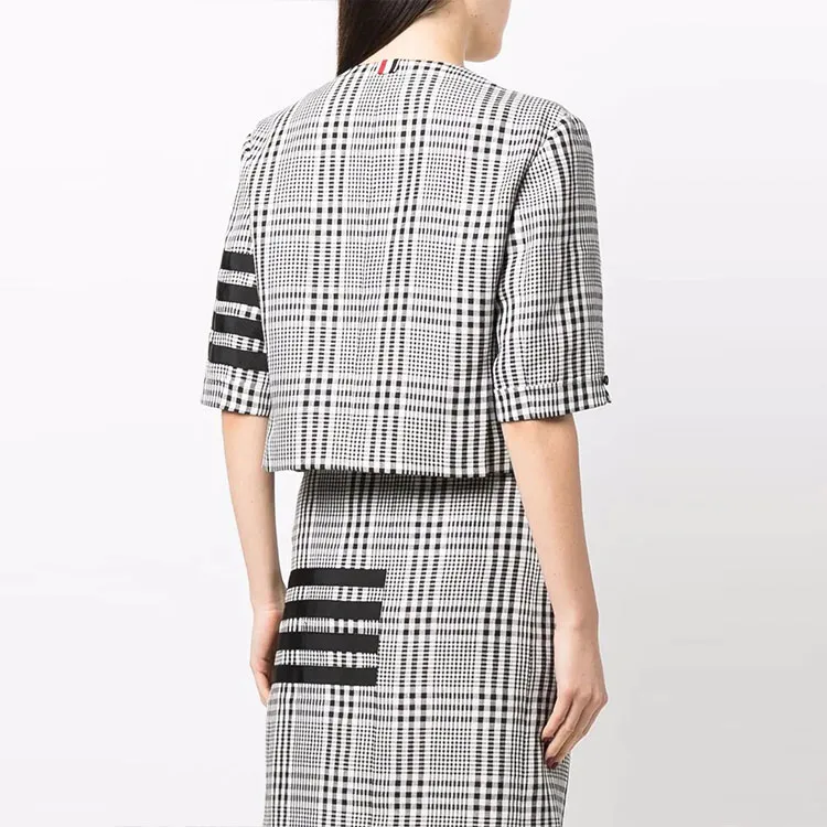 THOM BROWNE Jackets Women's Black White Plaid-3