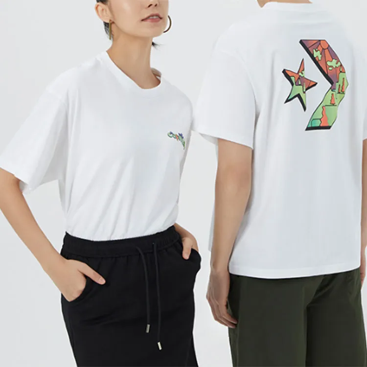 Converse Drop Shoulder Sleeve T Shirt Unisex White-3