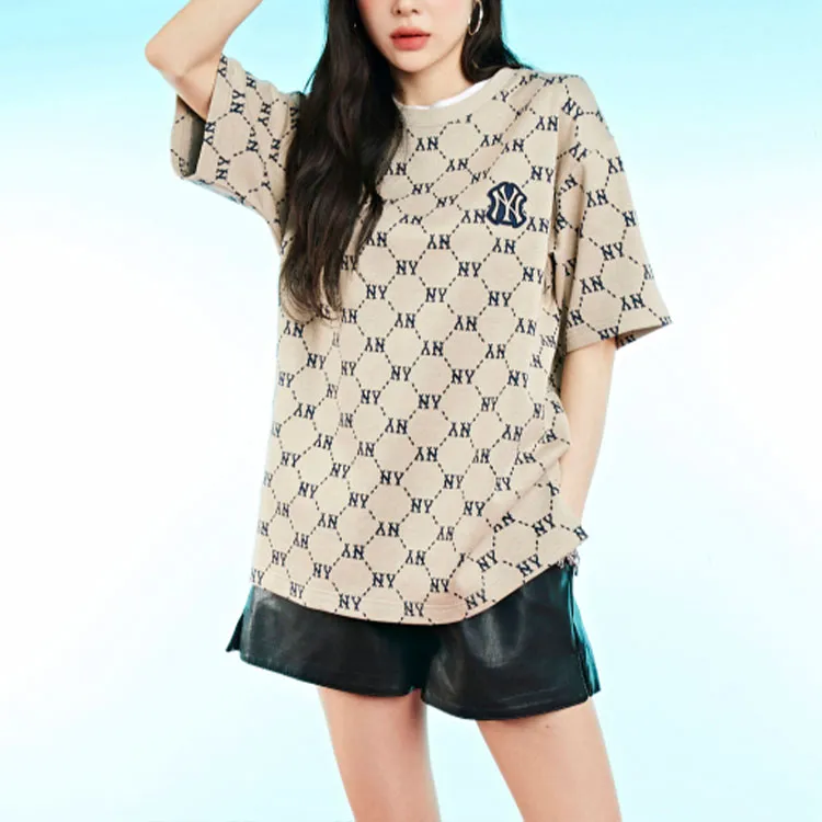 MLB Drop Shoulder Sleeve T-Shirt Unisex Beige-3