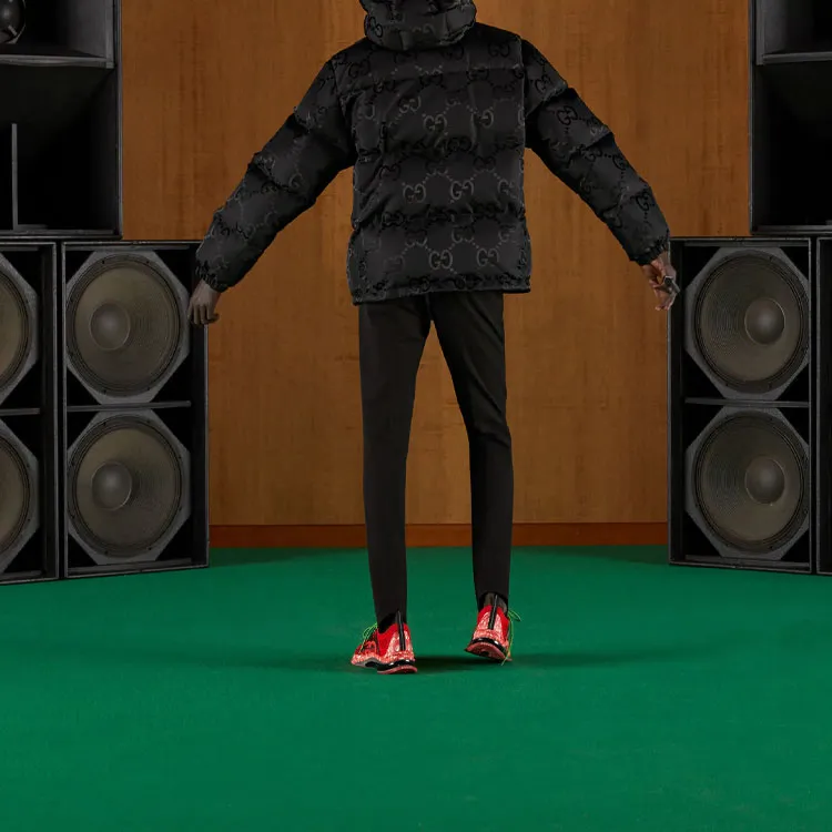 GUCCI Quilted Logo Jacquard Shell Hooded Down Jacket-4