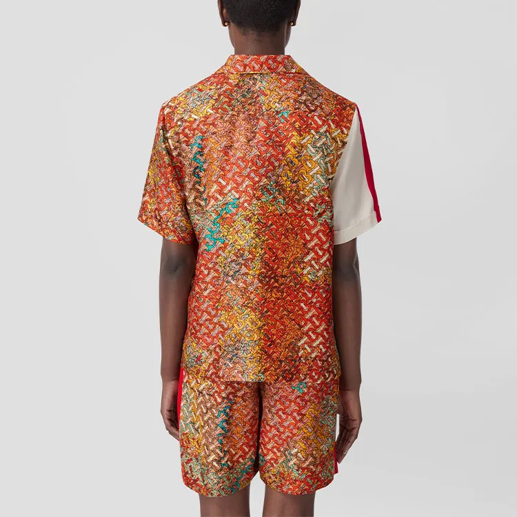 Burberry Bradeston Patterned Silk Shorts Bright Orange-2
