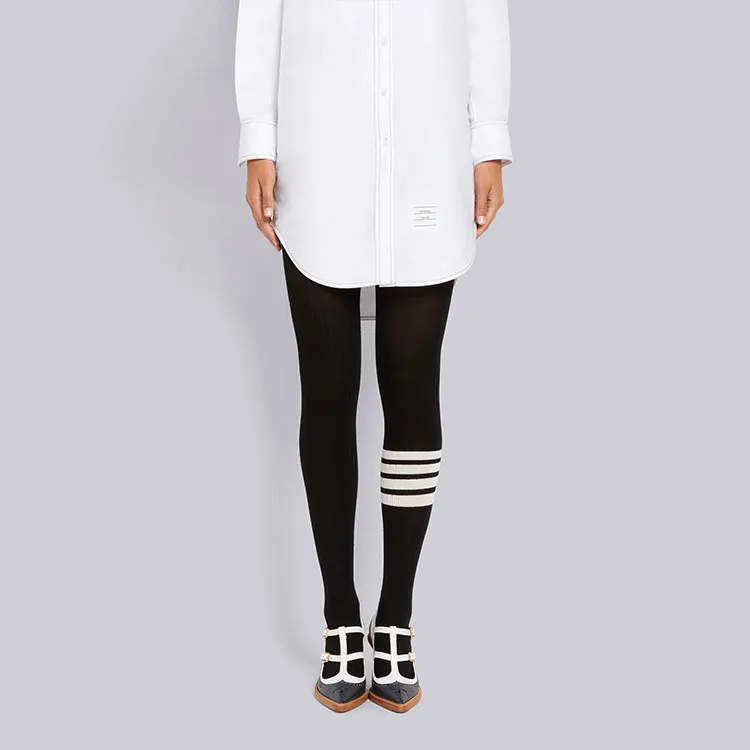 THOM BROWNE 4 Bar Striped Ribbed Tights-4