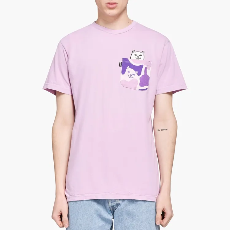 RIPNDIP Crew Neck Fitted Straight Short-Sleeved T-Shirt Unisex Purple Camouflage-1