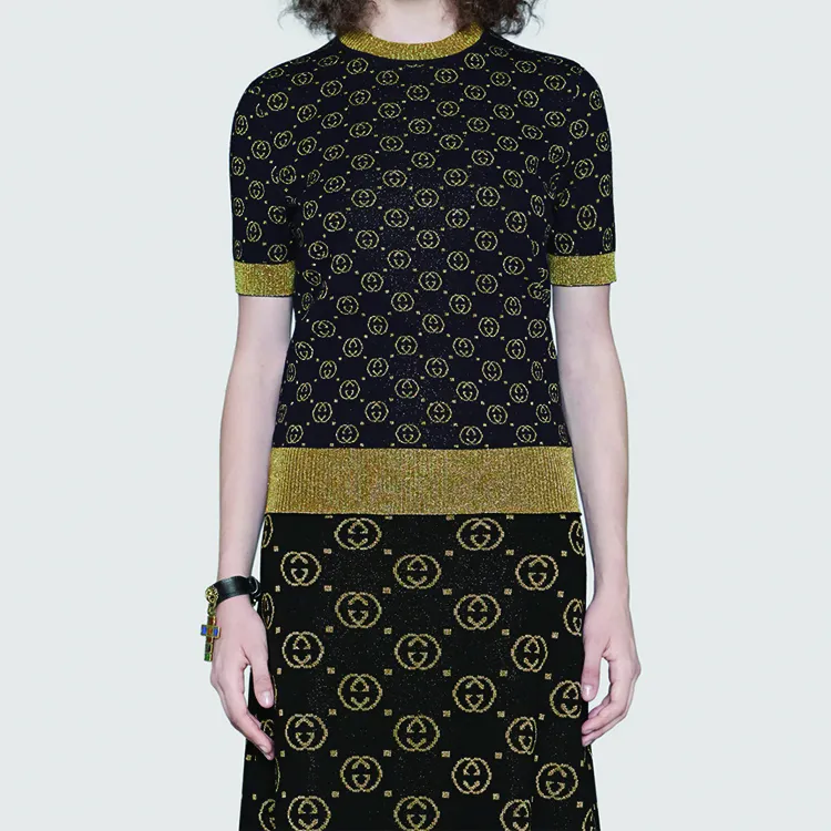 GUCCI Wool Top With GG Motif Black-3