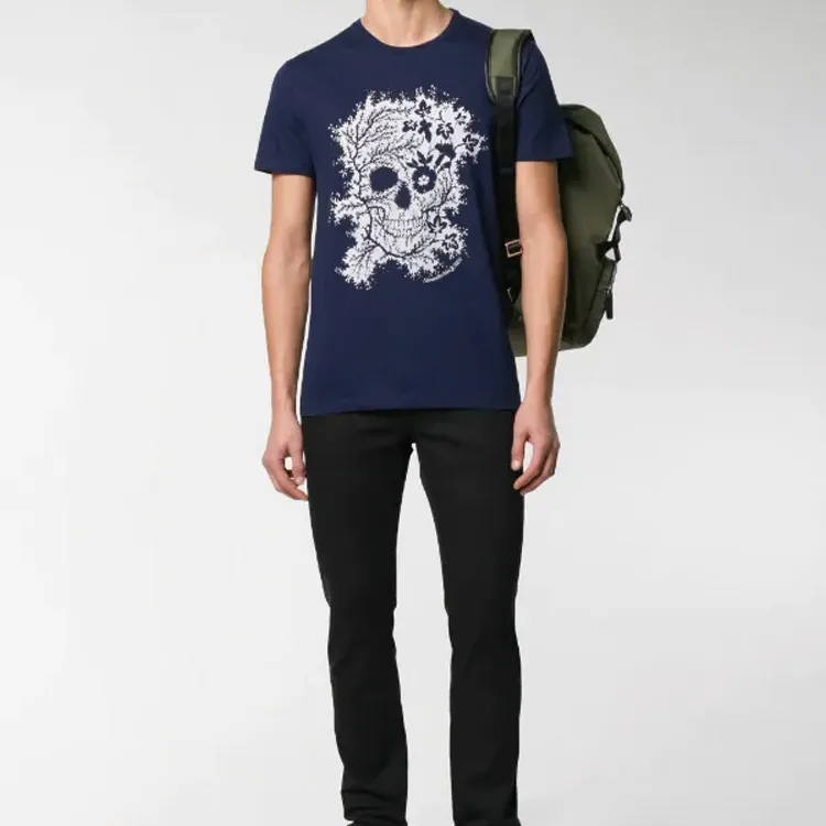 Alexander McQueen T Shirts Men Ink Blue-3