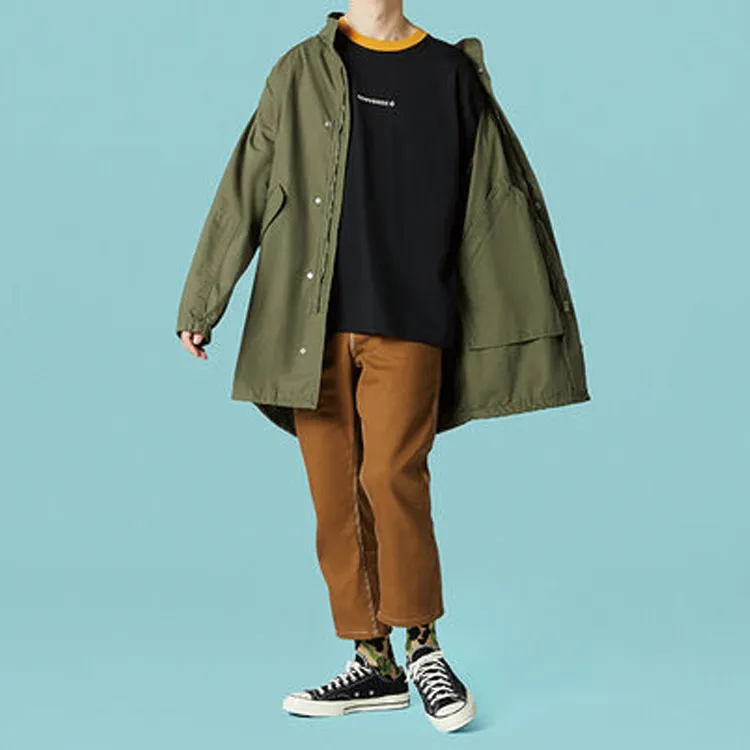 Converse Trench Coats Men Army Green-4