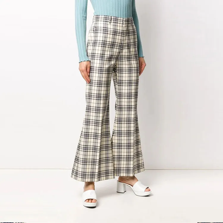 GUCCI Tweed Check Flared Trousers-3