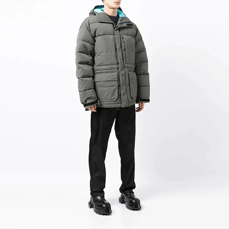 MSGM FW21 Solid Color Hooded Puffer Jacket Men's Gray-3