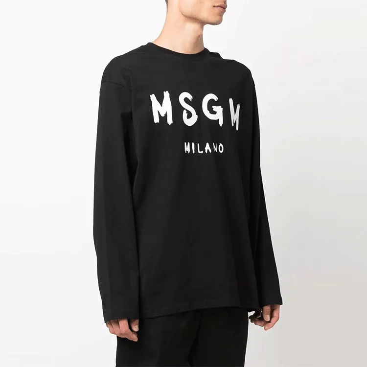 MSGM Logo Printed Long Sleeved T Shirt-3